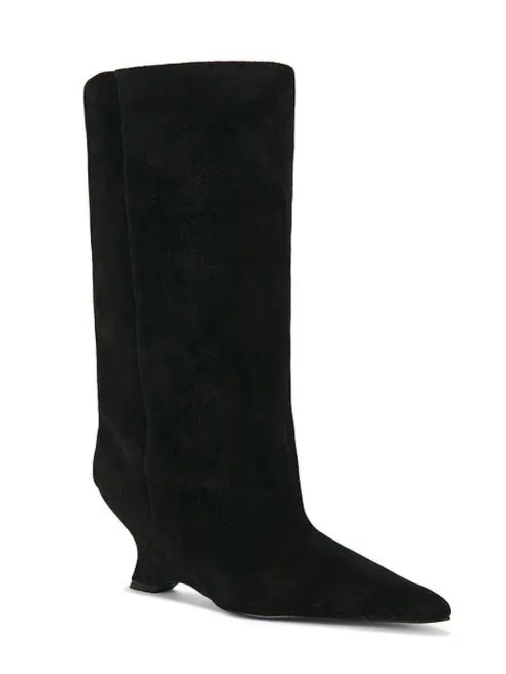 RAYE Vienna Boots Black Tall Pointed-Toe Suede wedges shoes Revolve 7